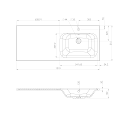 LOREA skříňka s umyvadlem 121x46x51,5cm (30+90 cm), pravá, bílá mat (LE090-3131-R-01) (4)