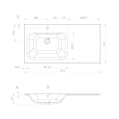LOREA skříňka s umyvadlem 101x46x51,5cm (80+20cm), levá, dub collingwood/černá mat (LE080-1935-L-03) (4)