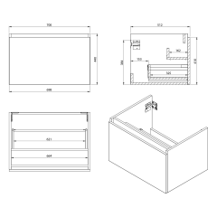 LOREA skříňka s umyvadlem 101x46x51,5cm (30+70 cm), pravá, dub alabama/bílá mat (LE070-2231-R-02) (2)