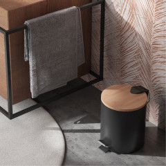 KENTA odpadkový koš 5l, Soft Close, černá mat/bambus (1409) (3)