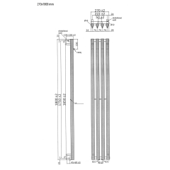 PILON otopné těleso 270x1800mm, se čtyřmi háčky pro ručník, černá mat (IZ122T)