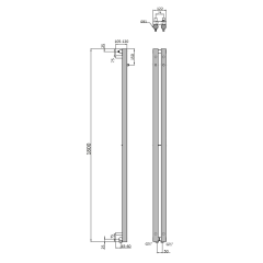 PILON otopné těleso 122x1800mm, se dvěma háčky pro ručník, chrom (IZ123T)