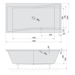 QUEST obdélníková vana 190x100x49cm, šedá (78531.30)