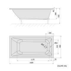 NOEMI obdélníková vana 160x80x39cm, černá mat (71722.21)