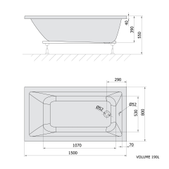 NOEMI obdélníková vana 150x80x39cm, bílá mat (71727.11)