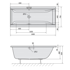 CLEO obdélníková vana 160x75x48cm, černá mat (93611.21)