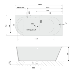 SUSSI R rohová stojící vana, litý mramor 150x70x50cm, bílá (93231R)