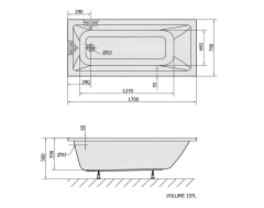 NOEMI obdélníková vana 170x70x39cm, černá mat (71708.21)