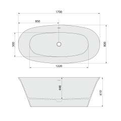 FLORINA volně stojící vana litý mramor, 170x80x61cm, bílá (93858)