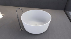 ESTATIS volně stojící vana litý mramor ø110x51cm, bílá mat (93868) (5)
