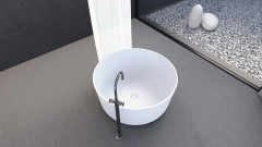 ESTATIS volně stojící vana litý mramor ø110x51cm, bílá mat (93868) (9)