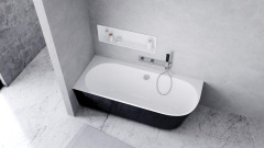 SUSSI L rohová stojící vana, litý mramor 150x70x50cm, černá/bílá (93241L) (4)