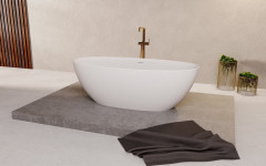 NOYA volně stojící vana rockstone 170x76cm, bílá mat (92330) (3)