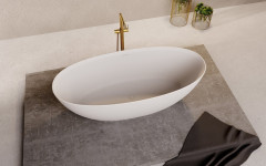 NOYA volně stojící vana rockstone 170x76cm, bílá mat (92330) (4)