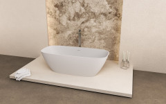 MEDINA volně stojící vana rockstone 165x70cm, bílá mat (92430) (3)