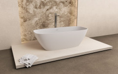 MEDINA volně stojící vana rockstone 165x70cm, bílá mat (92430) (5)