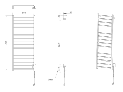 ESKINADO elektrický sušák ručníků, hranatý, 600x1500 mm, 130 W, černá (ER450BV)