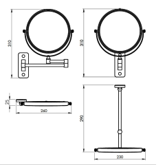 GAIA kosmetické zrcátko závěsné, Ø 230mm, oboustranné, zlato mat (CO202488)