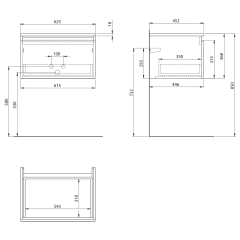ALTAIR skříňka s deskou 62,5 cm, bílá/dub emporio (AI267-02)