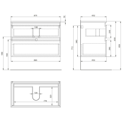 ALTAIR skříňka s deskou 87,5 cm, bílá/antracit břidlice (AI290-03)