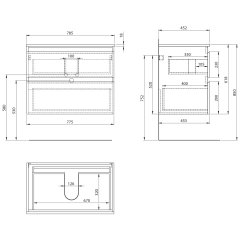 ALTAIR skříňka s deskou 78,5 cm, černá mat/dub emporio (AI680-01)