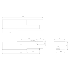 Držák toaletního papíru s poličkou š.35cm, černá mat (33214)