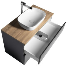 ALTAIR skříňka s deskou 87,5 cm, černá mat/dub emporio (AI690-01) (3)