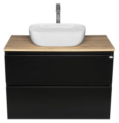 ALTAIR skříňka s deskou 87,5 cm, černá mat/dub emporio (AI690-01) (4)