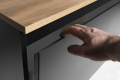 ALTAIR skříňka s deskou 87,5 cm, černá mat/dub emporio (AI690-01) (6)