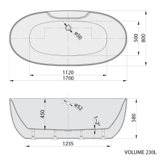 RANA volně stojící vana 170x80x58cm, bílá (68638)