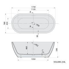 SAMIRA volně stojící vana 173x78x59cm, bílá (68648)