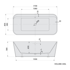 ZARY volně stojící vana 170x80x58cm, bílá (68658)
