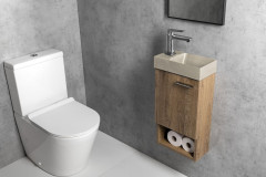 PICCOLINO betonové umývátko 30,8x17cm, baterie vlevo, písková (PK30014) (4)