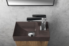 PICCOLINO betonové umývátko 30,8x17cm, baterie vpravo, tmavě hnědá (PK30515) (5)