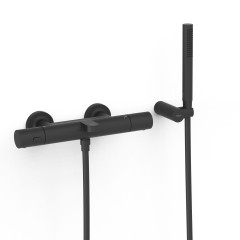 TRES termostatická vanová baterie nástěnná 150mm, s příslušenstvím, černá mat (19017429NM)