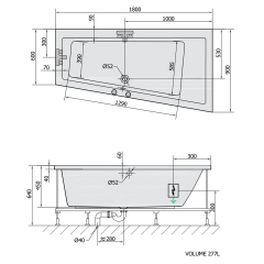 ANDRA R hydromasážní vana, 180x90x45cm, Highline Hydro-Air, chrom (78771.6010)