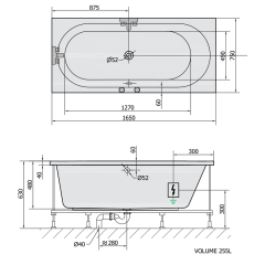 ASTRA B hydromasážní vana, 165x75x48cm, Highline Hydro-Air, chrom (32611.6010)