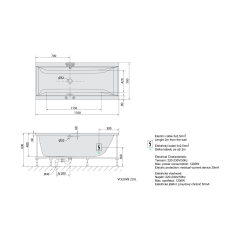 CLEO hydromasážní vana, 170x70x48cm, Active Hydro-Air, chrom (74611.2010)