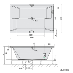 DUPLA hydromasážní vana, 180x120x54cm, Active Hydro-Air, chrom (13611.2010)