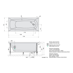 EBRO hydromasážní vana, 170x75x39cm, Active Hydro-Air, chrom (26711.2010)
