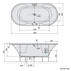 IO hydromasážní vana, 180x85x49cm, Active Hydro-Air, chrom (16611.2010)
