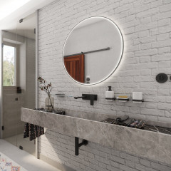 Černé kulaté LED zrcadlo pr. 900 mm se dvěma dotykovými senzory (ZPC 28003RVX-90)