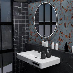 Černé kulaté LED zrcadlo pr. 900 mm se dvěma dotykovými senzory (ZPC 28003RVX-90)