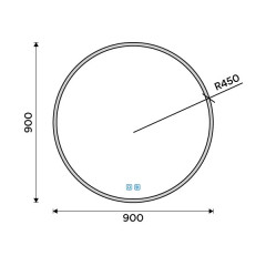 Černé kulaté LED zrcadlo pr. 900 mm se dvěma dotykovými senzory (ZPC 28003RVX-90)