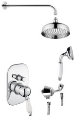 KIRKÉ WHITE podomítkový sprchový set s pákovou baterií, 2 výstupy, bílá páčka, chrom (KI42BC-01)
