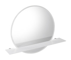 VISO kulaté zrcadlo s LED osvětlením a policí ø 70cm, bílá mat (VS070-01)