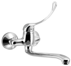 AQUALINE 35 nástěnná baterie, rozteč 100mm, lékařská páka, ramínko ploché zvýšené, 220mm, chrom (52044)