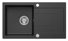 Granitový vestavný dřez s odkapem, 77x44cm, černá (30874504)