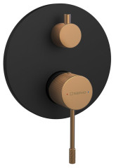 SOLARIS podomítková sprchová baterie, 2 výstupy, černá/měď mat (WD042PG)