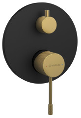 SOLARIS podomítková sprchová baterie, 2 výstupy, černá/zlato mat (WD042G)
